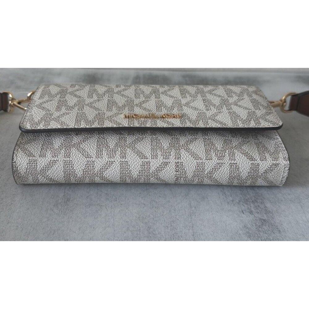 Michael Kors Jet Set Signature Vanilla Luggage Crossbody Handbag W Wide Strap - Picture 10 of 15